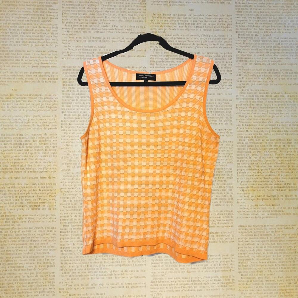 Jones New York, L | Orange Plaid And Stripped Light Weight Sweater Vest